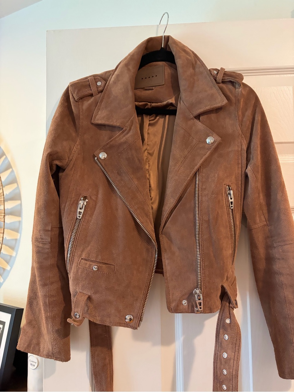 Blank NYC Suede Moto Jacket in Cognac